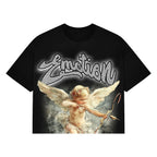 Mixed Emotions Black Cropped Cupid T-Shirt
