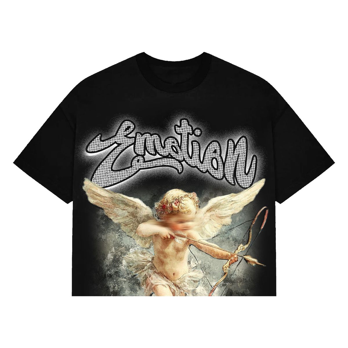 Mixed Emotions Black Cropped Cupid T-Shirt