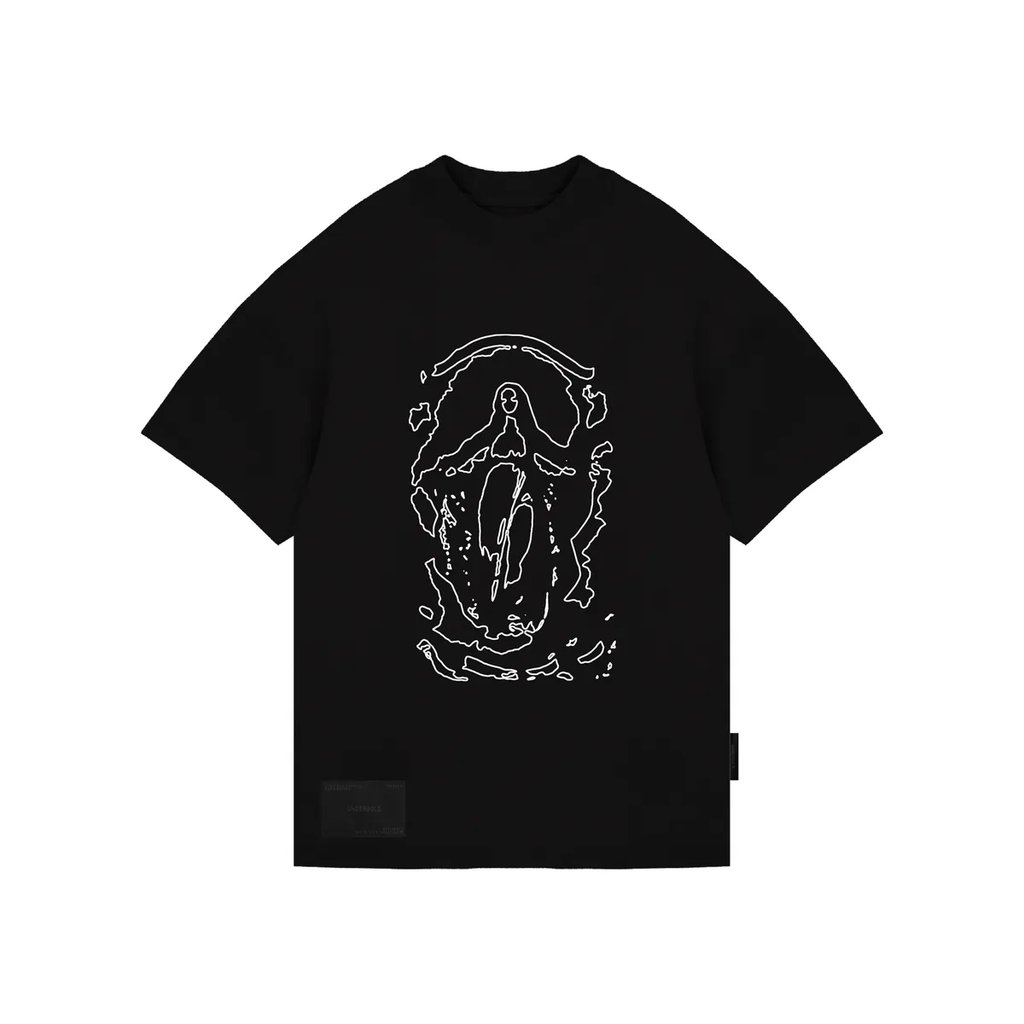 Undergold Gratia Plena Mary Embroidered Black T-Shirt