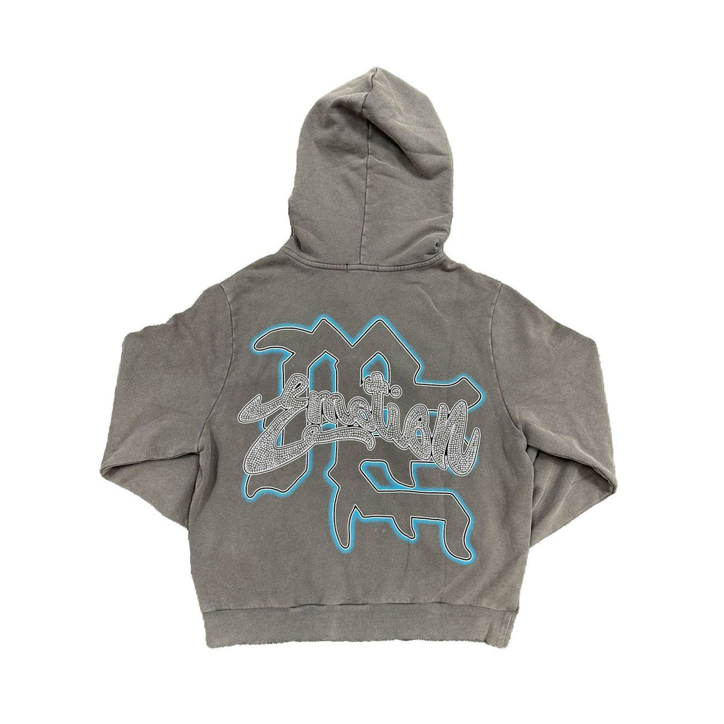 Mixed Emotions Rhinestone Grey Hoodie