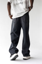Black Island Washed Black Distressed Baggy Denim