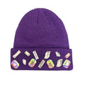 BEANIE PURPLE WITH DIAMONDS