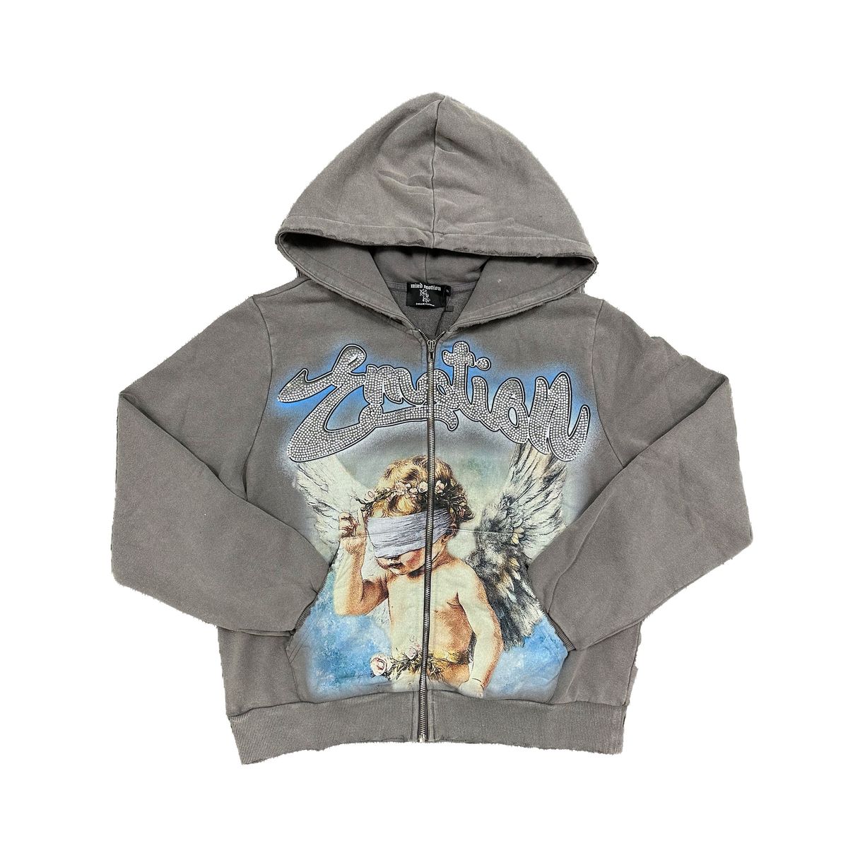 Mixed Emotions Rhinestone Grey Hoodie