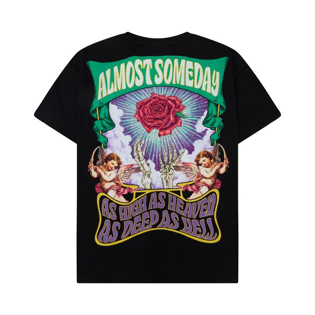 ALMOST SOMEDAY BLK HOLYROSE TEE