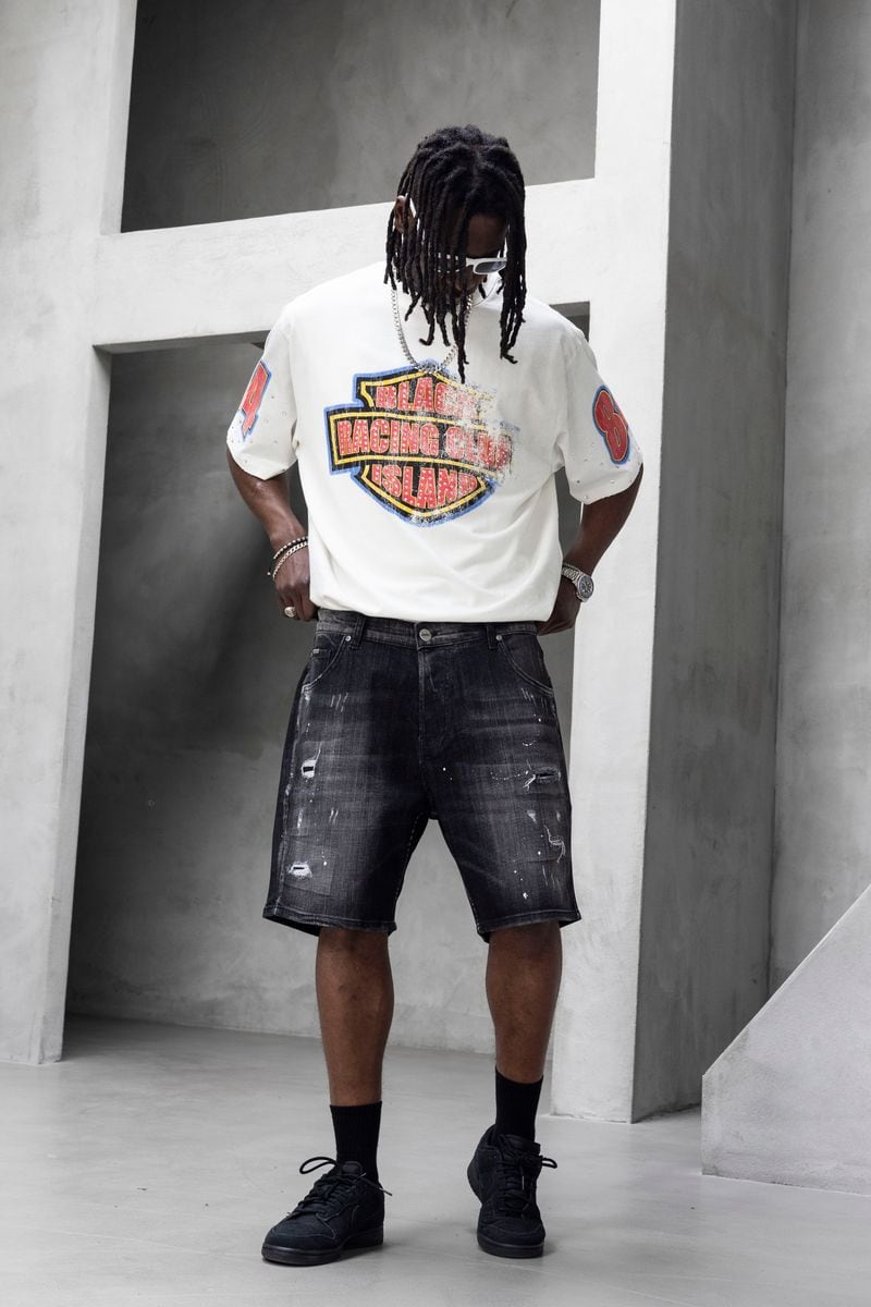 Black Island Oversized Racing Club White T-Shirt