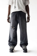 Black Island Washed Black Distressed Baggy Denim