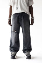 Black Island Washed Black Distressed Baggy Denim