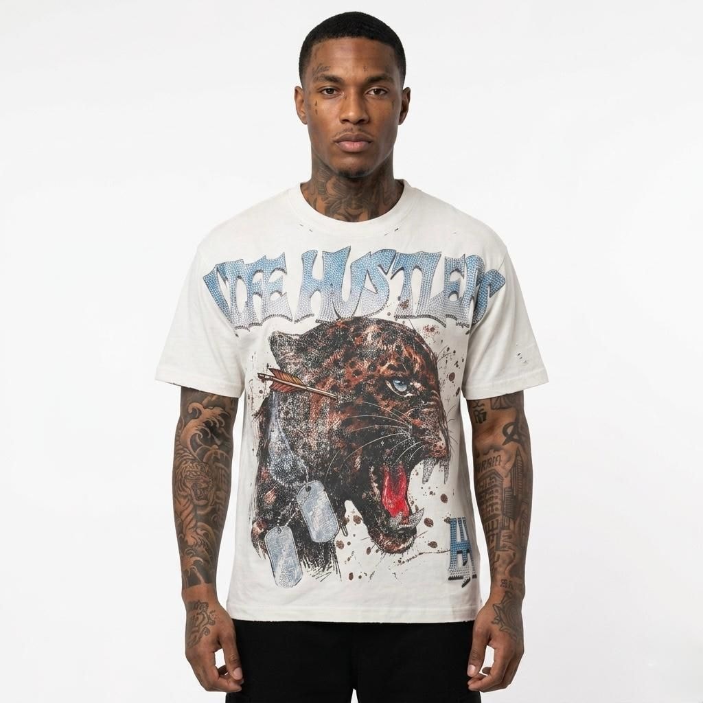 LIFE HUSTLERS LEOPARD WHITE T-SHIRT