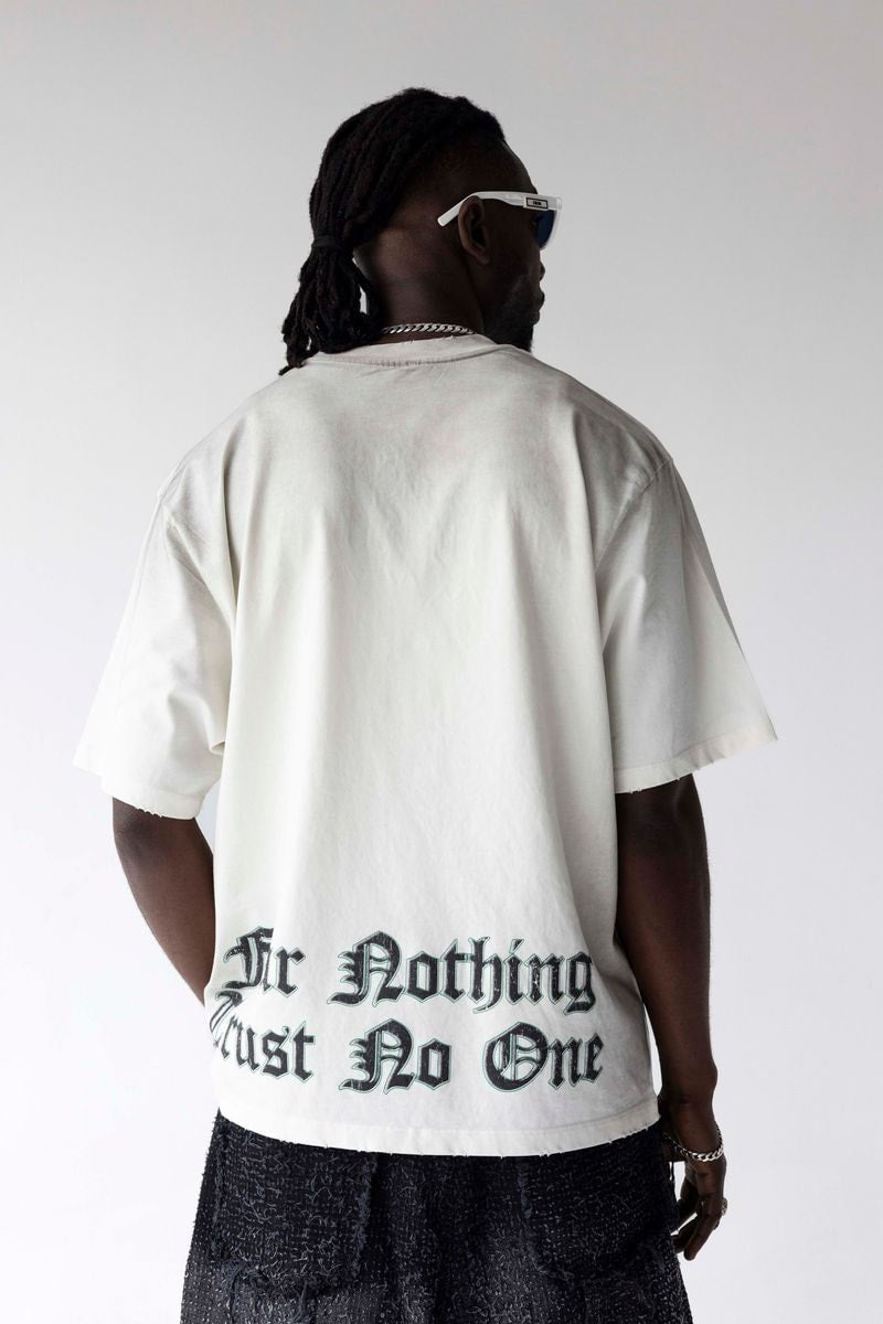 Black Isalnd Statue Snake Graphic Oversized T-Shirt