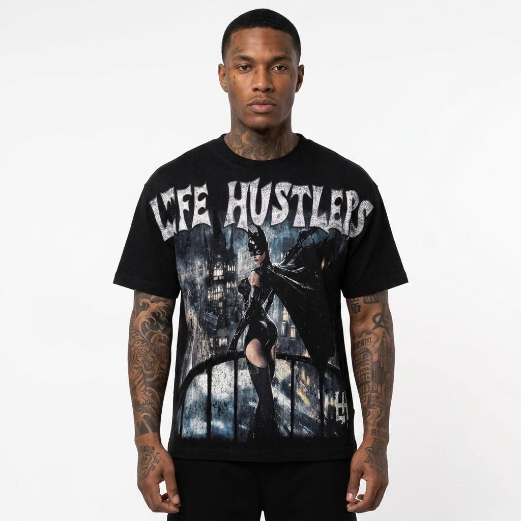LIFE HUSTLERS BATGIRL BLACK T-SHIRT