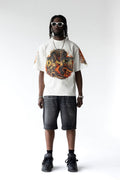 Black Island Oversized Dragon Print White T-Shirt