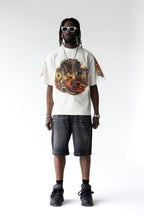 Black Island Oversized Dragon Print White T-Shirt