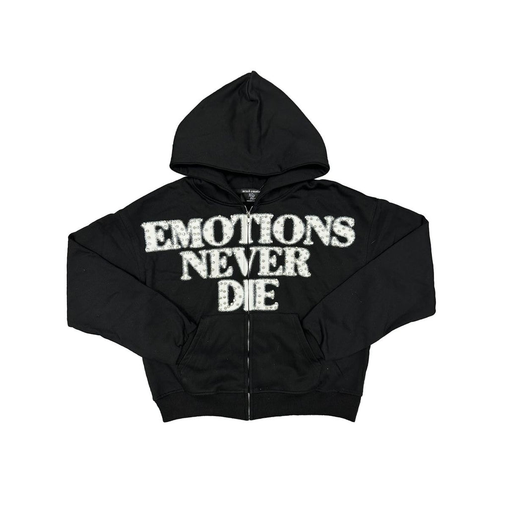 MIXED EMOTION ‘End’ Rhinestone hoodie