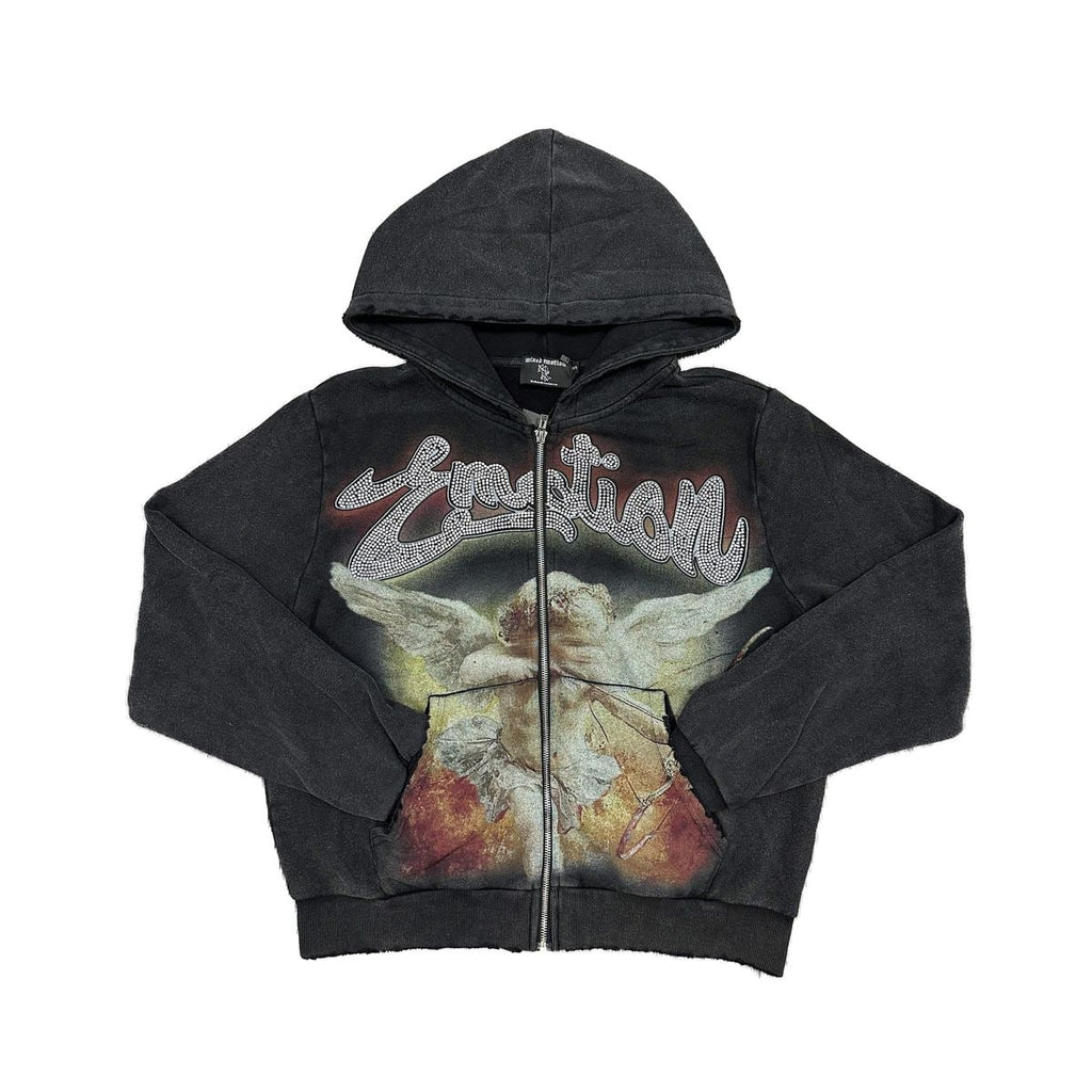 Mixed Emotions Rhinestone Black Hoodie