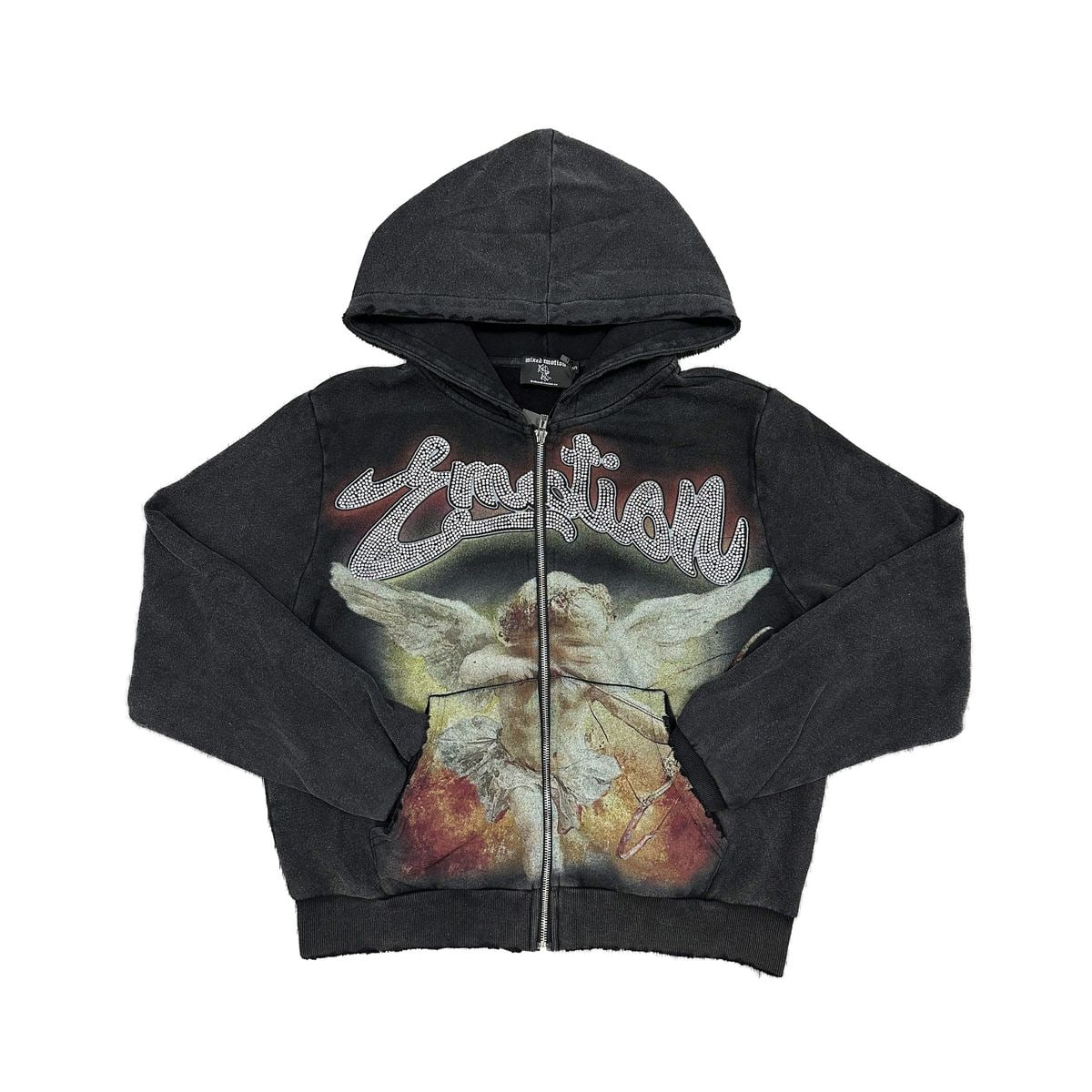 Mixed Emotions Rhinestone Black Hoodie