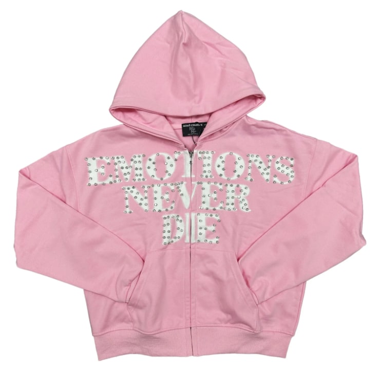 MIXED EMOTIONS PINK RHINESTONE ZIP