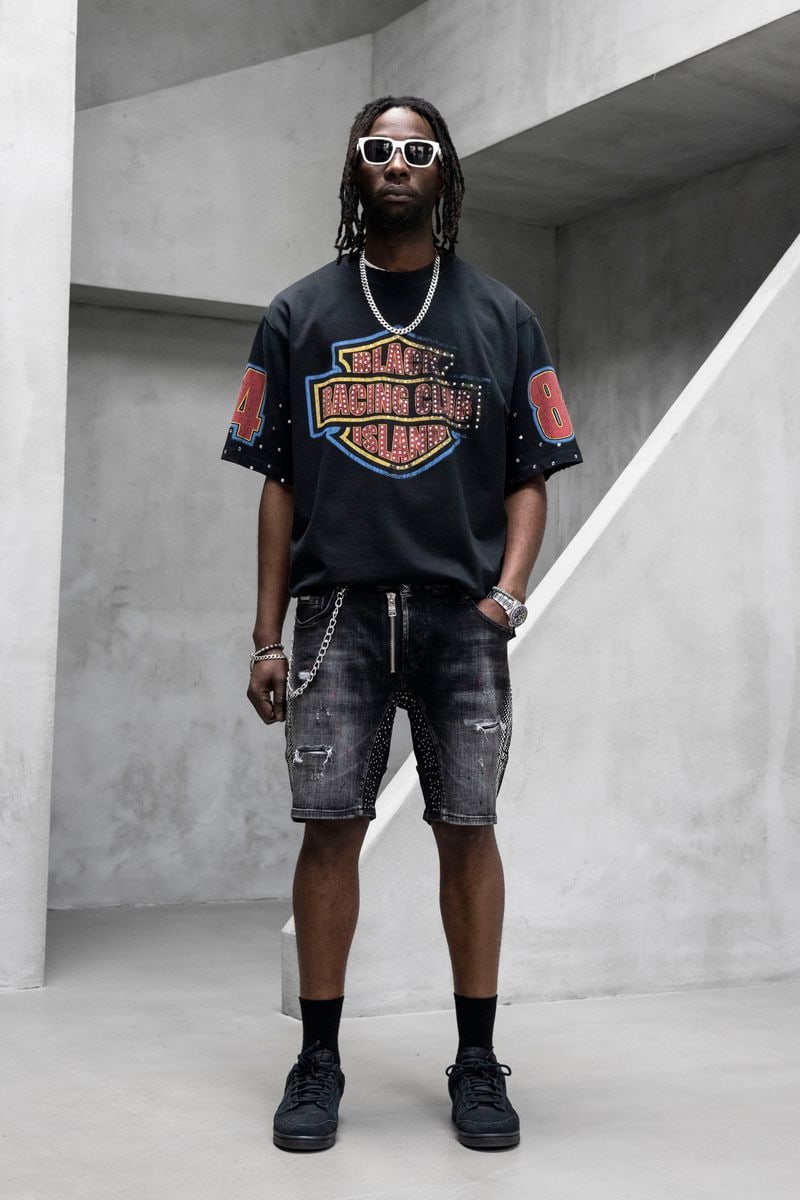 Black Island Oversized Racing Club Black T-Shirt