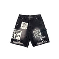 MIXED EMOTIONS Black “AI” Denim shorts
