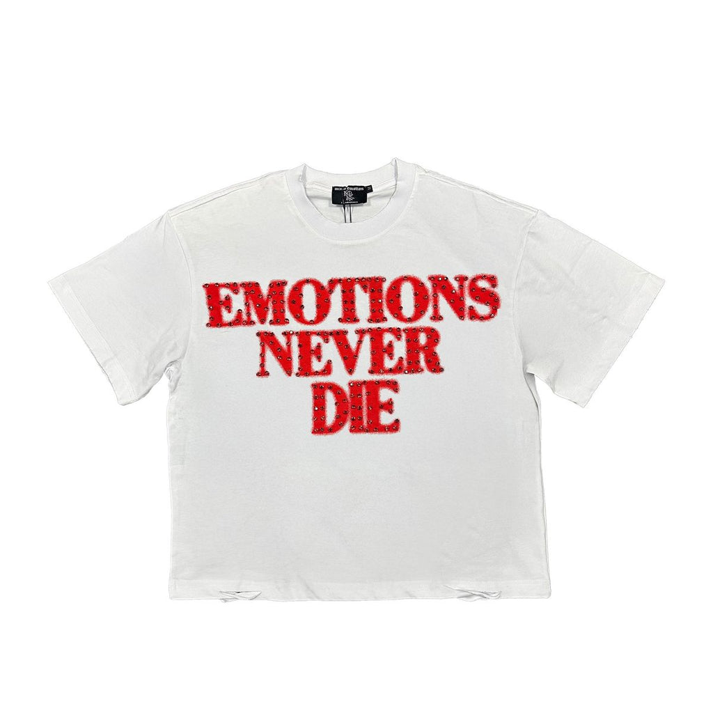 MIXED EMOTION Red ‘End’ Rhinestone Tee