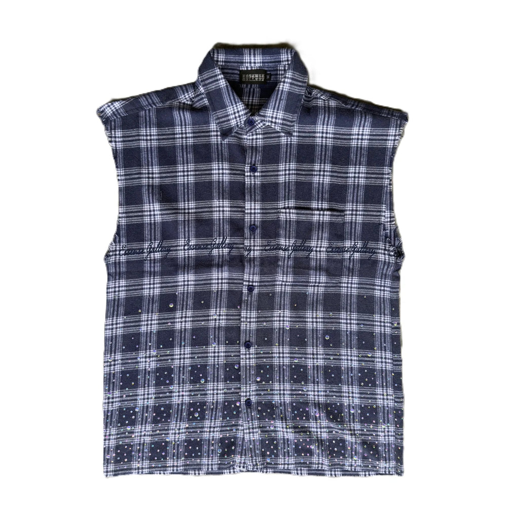 Essense Navy Sleeveless Flannel
