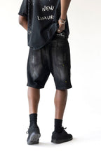Black Island Black Washed Distressed Denim Shorts