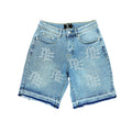 Mixed Emotions 'ME' Rhinestone Blue Denim Shorts