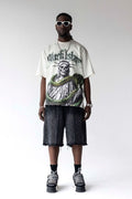 Black Isalnd Statue Snake Graphic Oversized T-Shirt