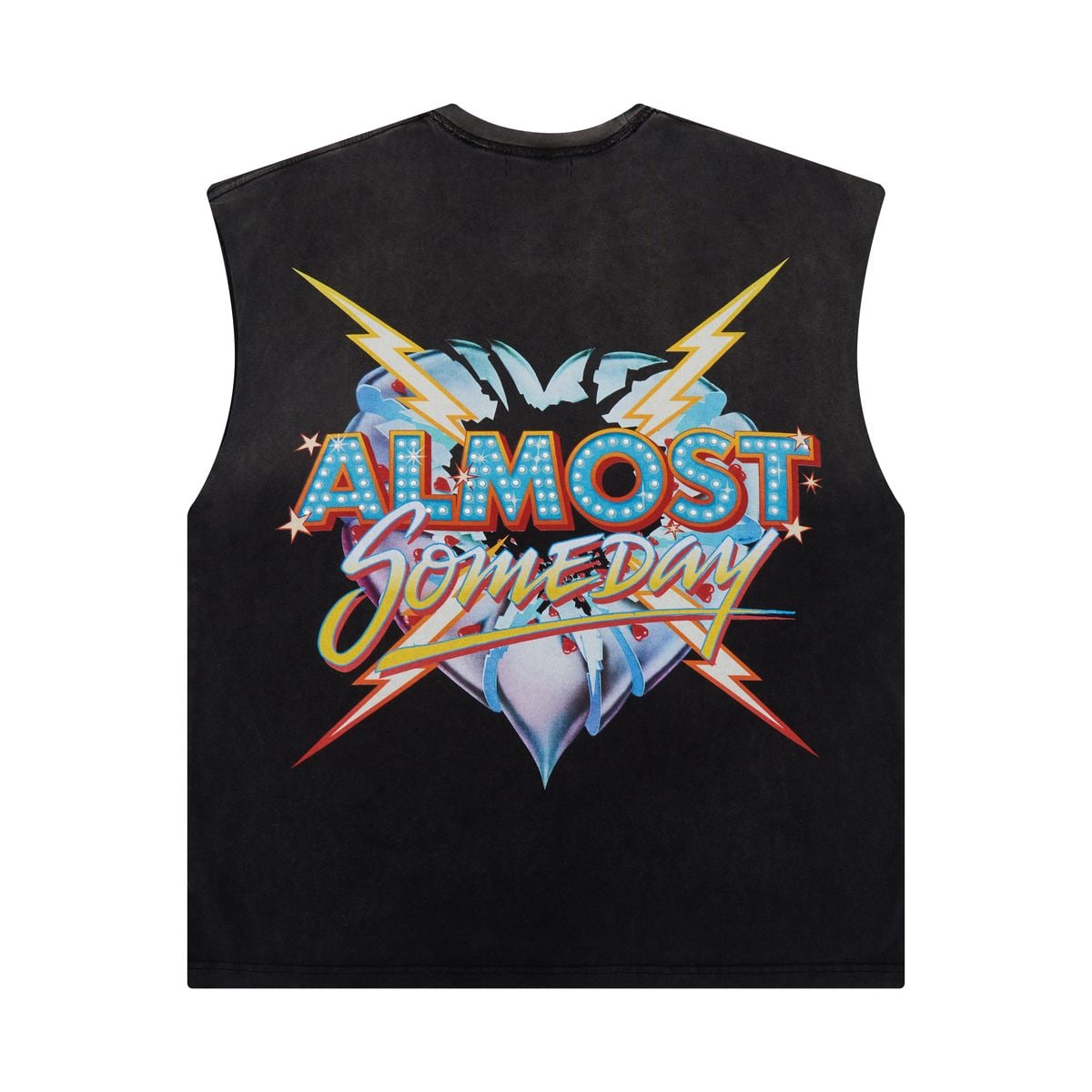 ALMOST SOMEDAY BLACK SHOWTIME CUT OFF TEE