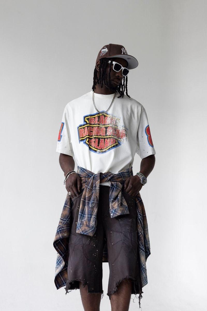 Black Island Oversized Racing Club White T-Shirt
