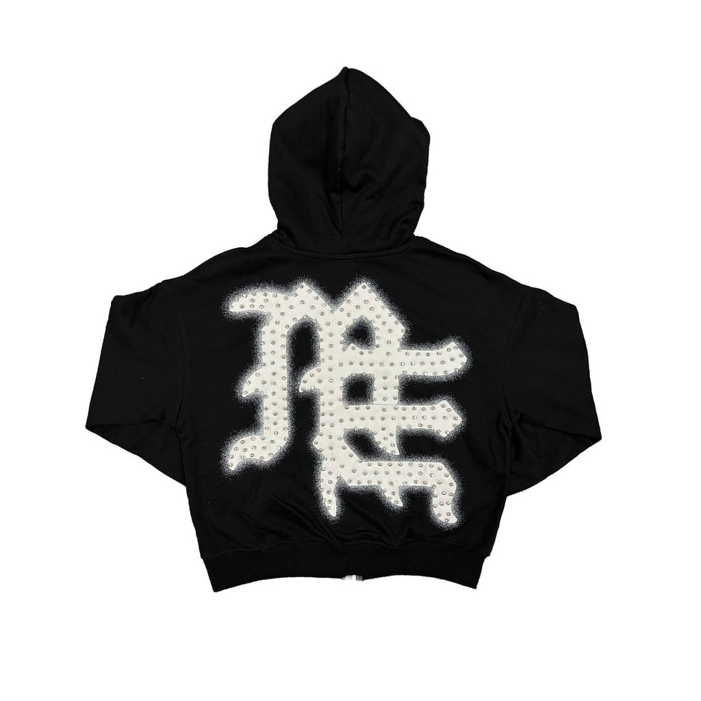 MIXED EMOTION ‘End’ Rhinestone hoodie