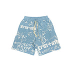 Mixed Emotion Blue 'Graffiti' shorts