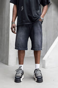 Black Island Washed Black Relaxed Denim Shorts