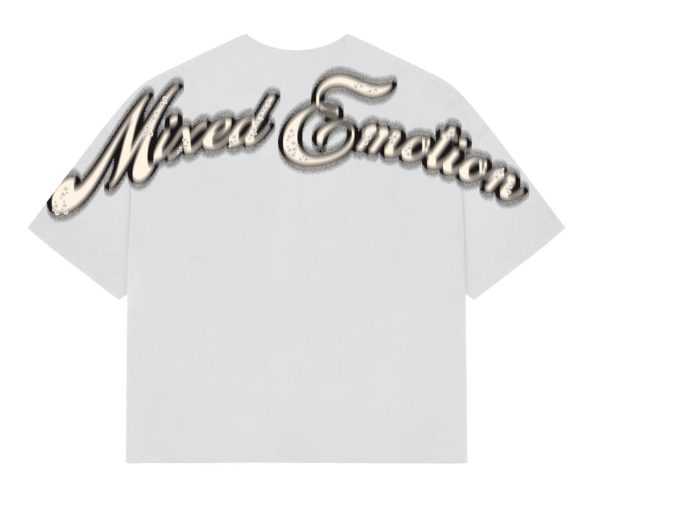 Mixed “Pearl” Cropped Tee WHT